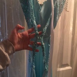 aqua blue prom dress